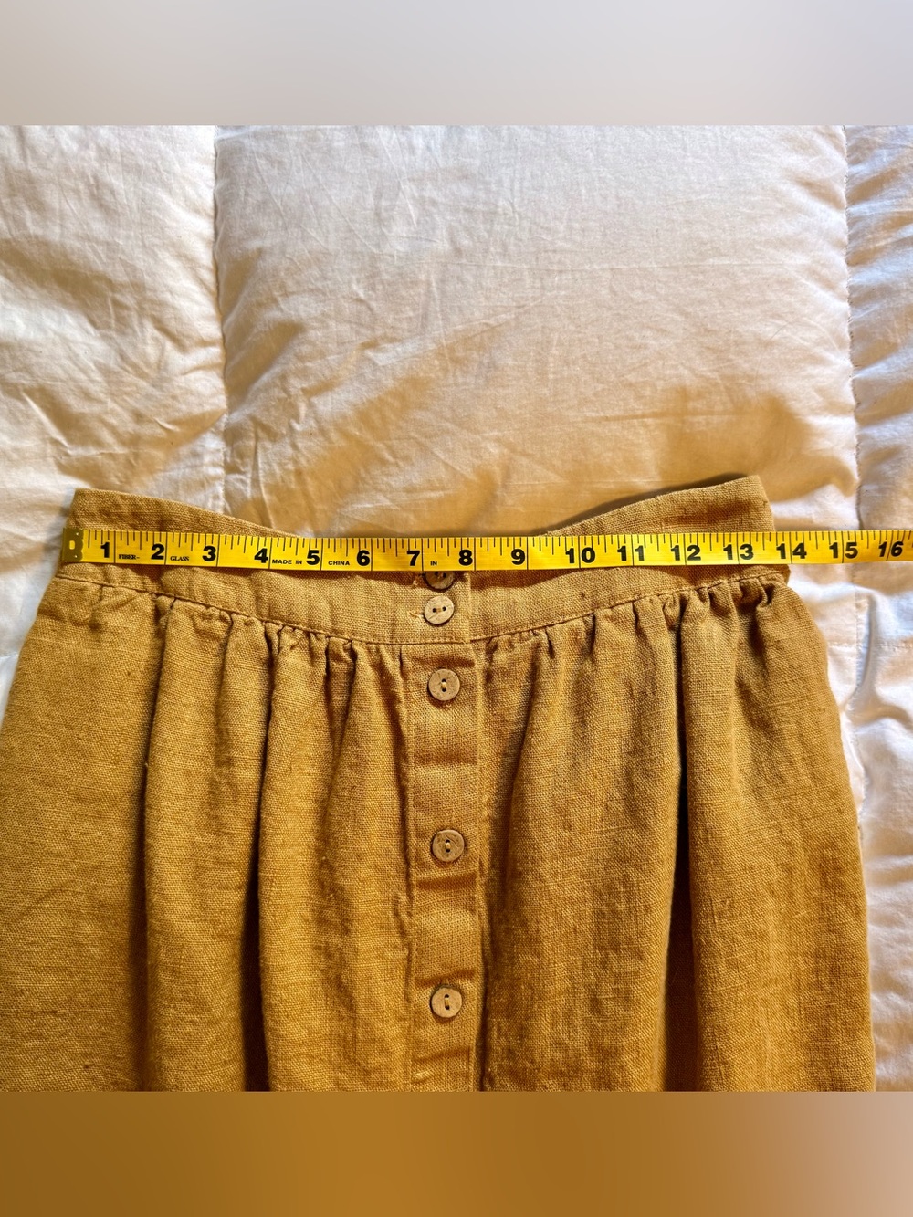 Linen Mill High-Waist Heavy Linen Button-Front Skirt | Honey Gold | M/L - Picture 6 of 7